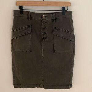 Pilcro And The Letterpress Chino Pencil Skirt With Pockets Olive Green Size 6